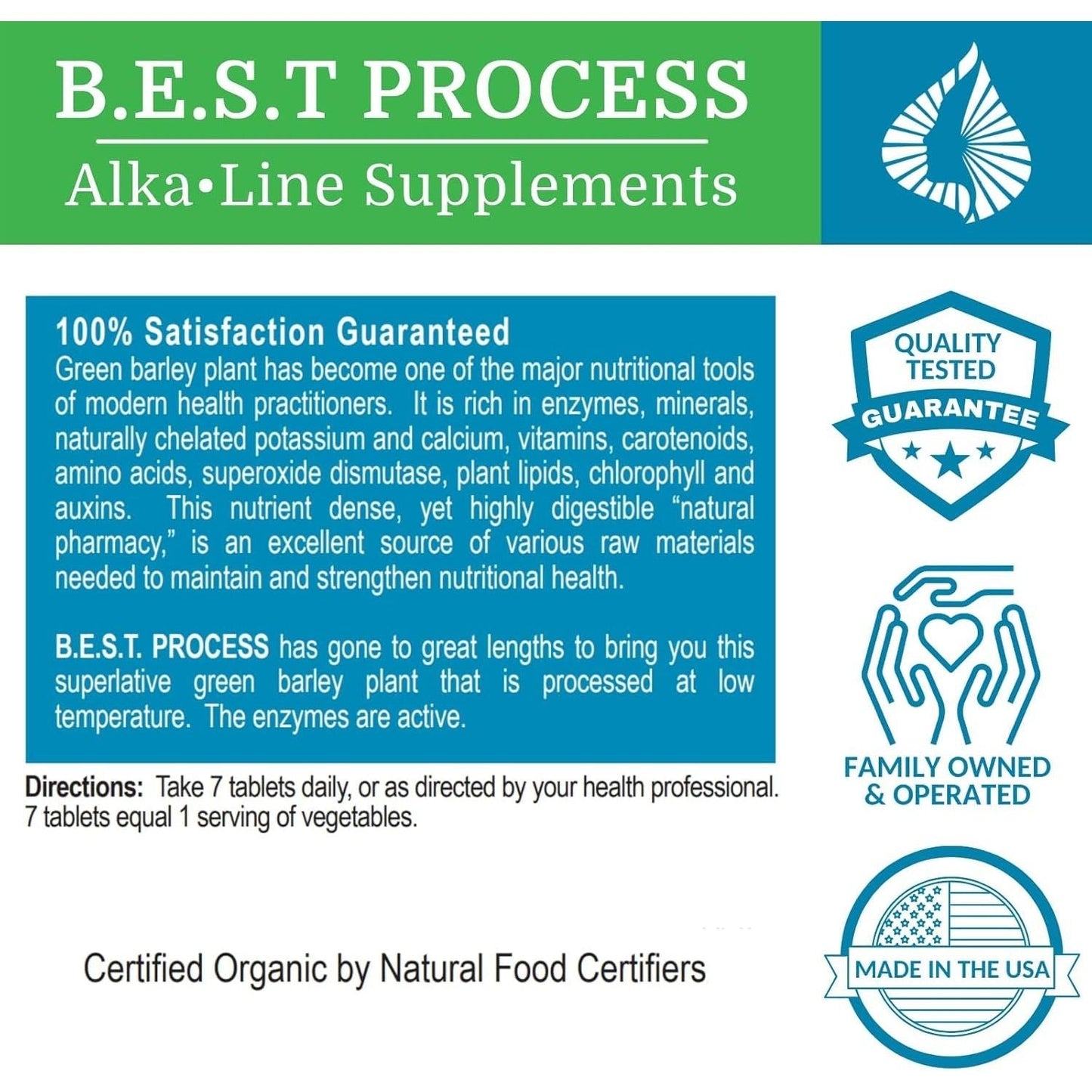 Alka•Green Tablets Best Process Alkaline - Natural Source of Enzymes & Amino Acids