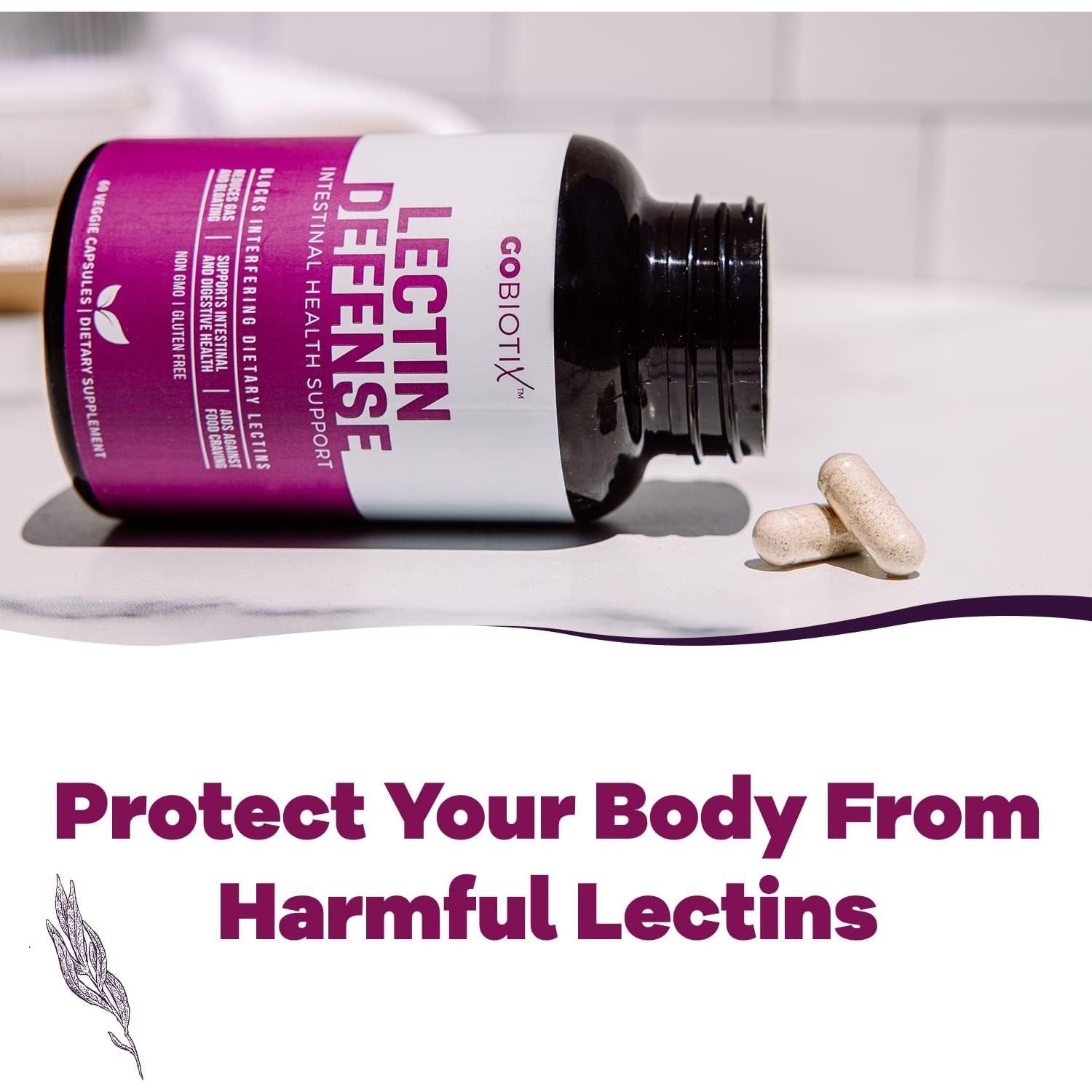 GOBIOTIX Lectin Defense - Lectin Blocker Supplement with MSM and Digestive Enzymes - 60 Capsules