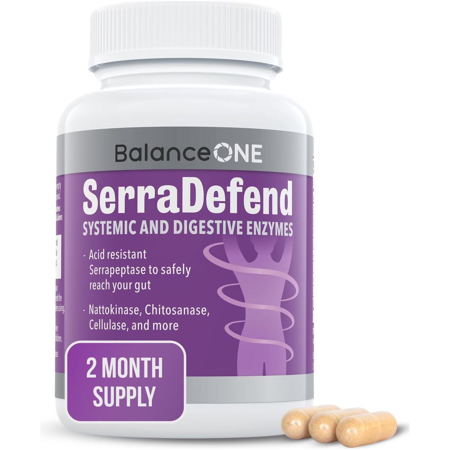 Serradefend Biofilm Defense, Digestion - Systemic and Digestive Enzymes 60 Capsules