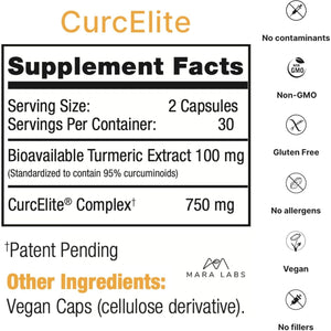 Mara Labs Curcelite Curcumin | Turmeric Extract 95% Curcuminoids | 30 Servings