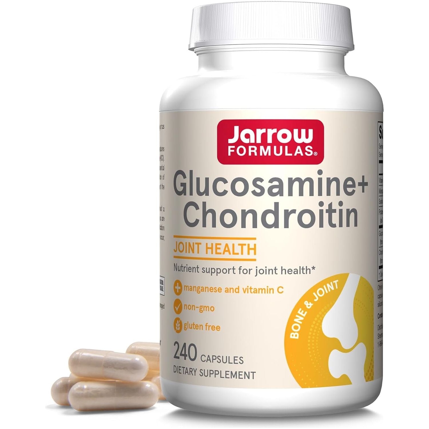 Jarrow Formulas Glucosamine + Chondroitin - 240 Capsules - Dietary Supplement for Joint Health