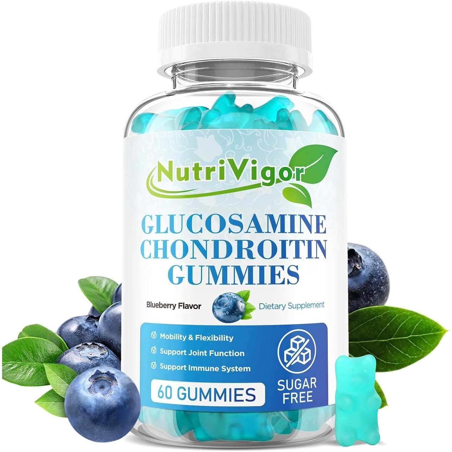 Glucosamine Chondroitin Gummies, Extra Strength Joint Support Supplement 60 Count