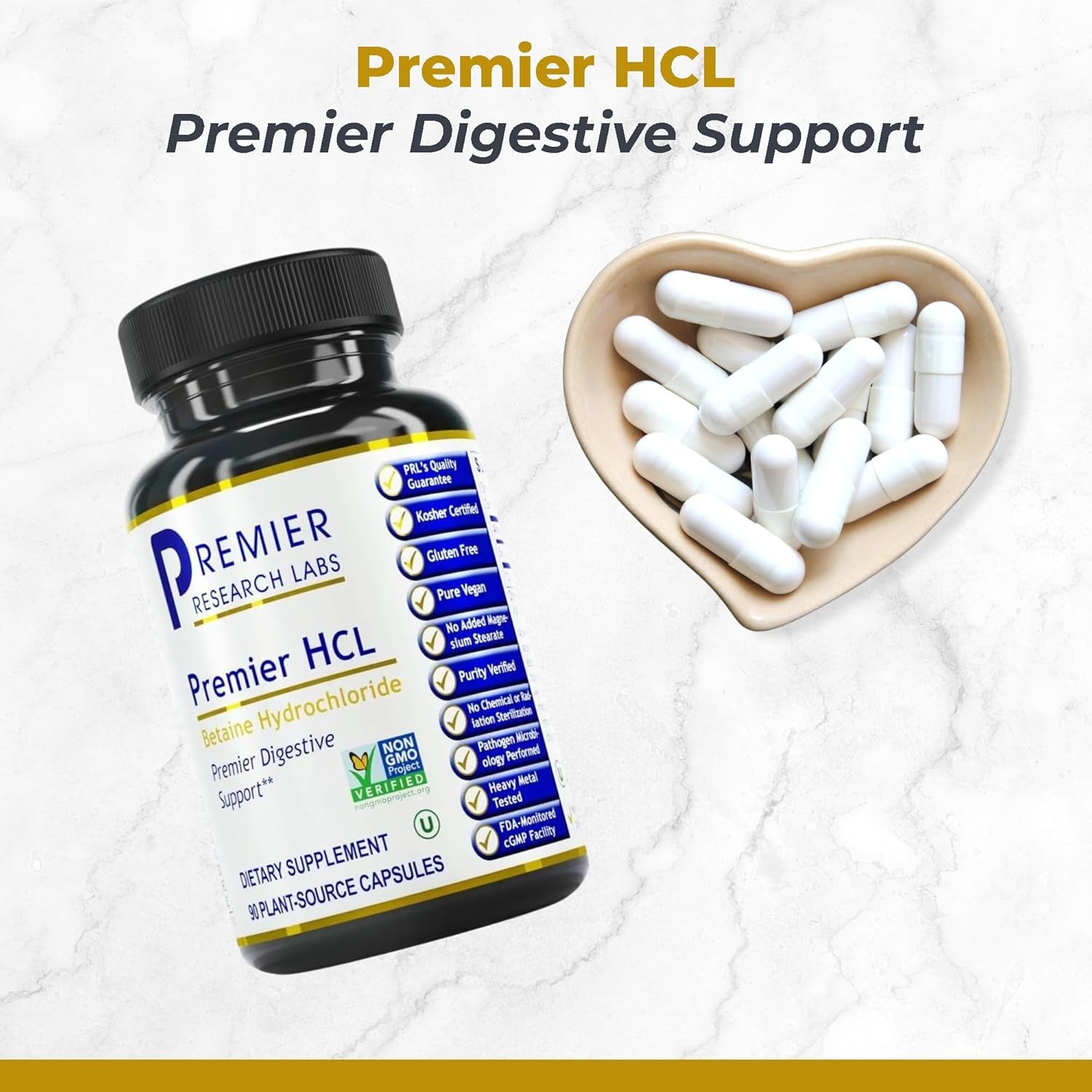 Premier Research Labs Premier HCL - for Optimal Digestive Function, Nutrient Absorption 90 Vegetarian Capsules