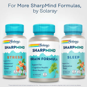 Solaray Sharpmind, Cognitive Support Formula for Healthy Brain, Mood & Memory Support 60 Vegcaps