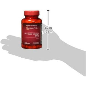 Puritan'S Pride Apple Cider Vinegar 600 Mg, Vegetarian Dietary Supplement, 6 Month Supply, 200 Tablets