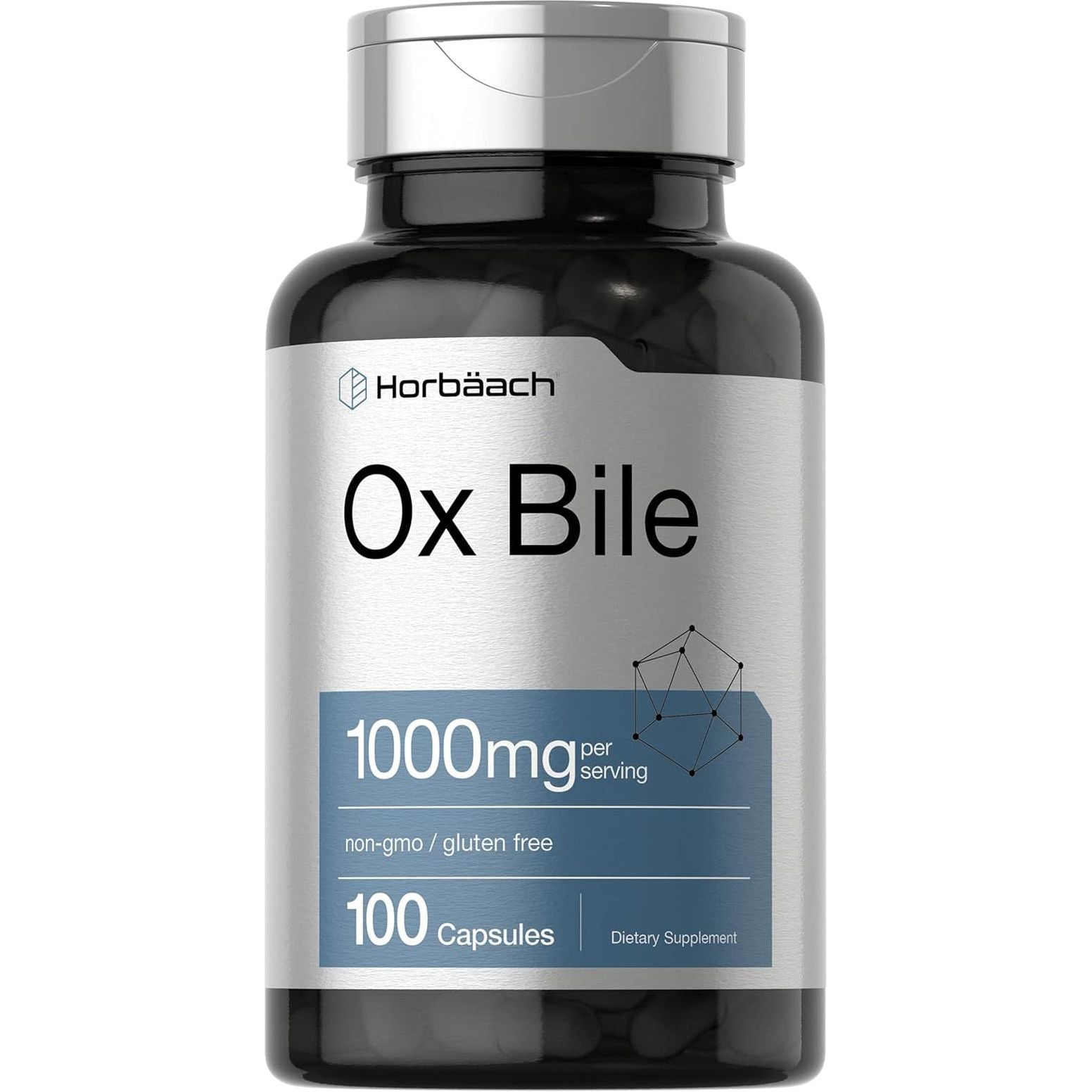 Horbäach Ox Bile Supplement | 1000Mg | 100 Capsules | Digestive Enzymes Supplement