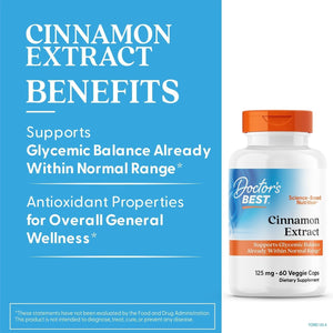 Doctors BEST Cinnamon Extract Cinnulin PF, Supports Glycemic Balance Already within Normal Range, 60 Capsules