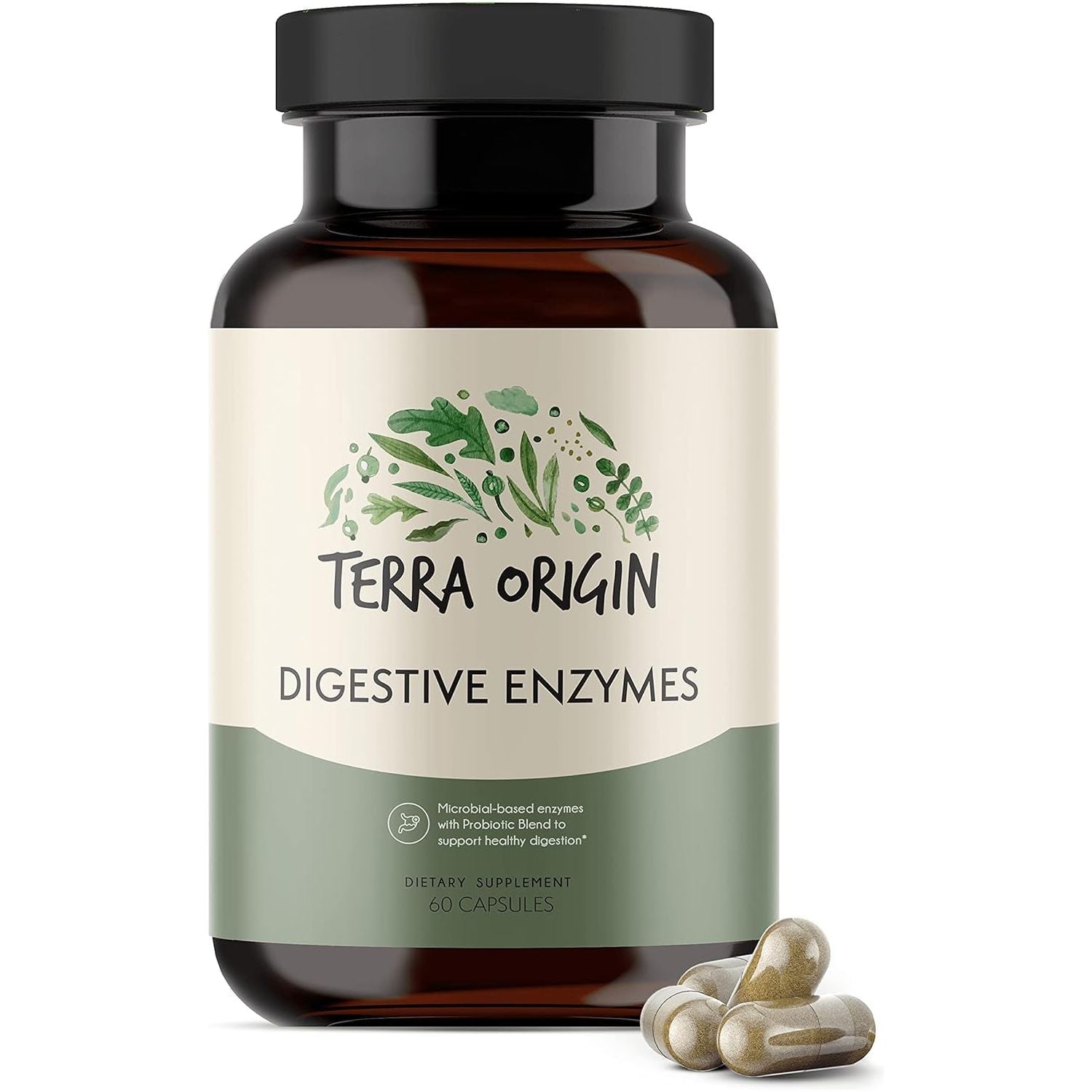 TERRA ORIGIN - Digestive Enzymes with Probiotics | Supports Healthy Digestion | Made in the USA, | 60 Servings