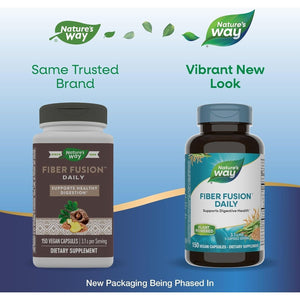 Nature'S Way Fiber Fusion Daily, with Psyllium Husk, Oat Bran, Guar Gum, Pectin, Digestive Health Support* 150 Capsules