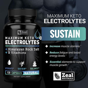 Keto Electrolyte Supplement - Maximum Keto Electrolytes Supplements Pills 120 Capsules