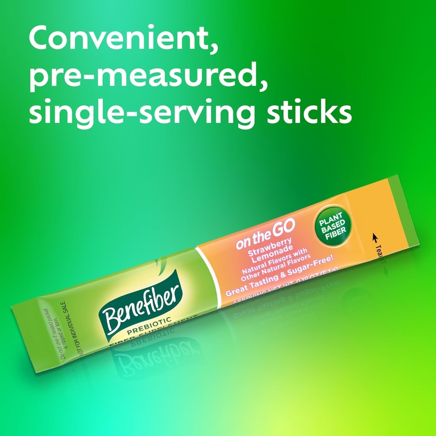 Benefiber Fiber Supplement, Strawberry Lemonade, on the Go Stick Packs, 36 Count