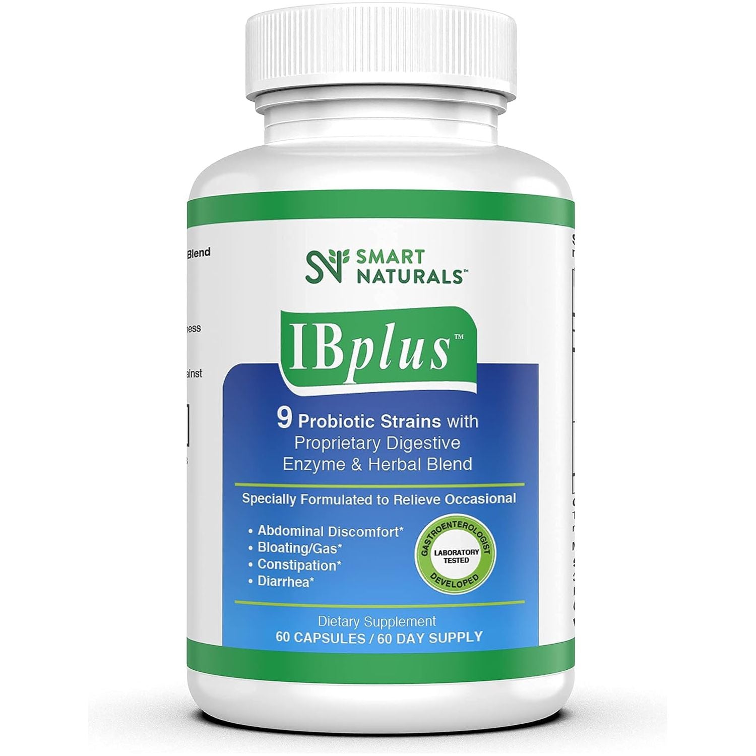 Ibplus® Probiotic, Digestive Enzyme & Herbal Blend, Improved Formula-60 Capsules!! for Irritable Bowel