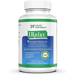 Ibplus® Probiotic, Digestive Enzyme & Herbal Blend, Improved Formula-60 Capsules!! for Irritable Bowel