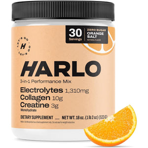 Harlo - Orange Salt Electrolyte Drink Mix with Bovine Collagen & Creatine - Post Workout Recovery