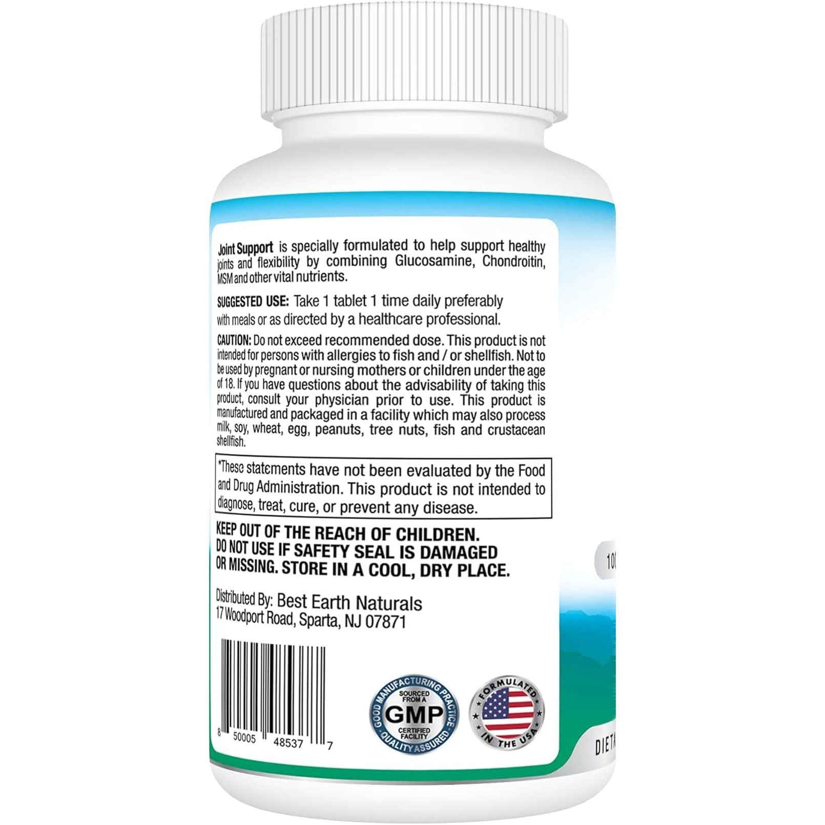 Best Earth Naturals Joint Support- Glucosamine, Chondroitin, MSM & Special Vitamins & Nutrients 30 Day Supply