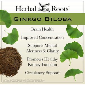Herbal Roots Ginkgo Biloba Made with Pure Organic Ginkgo Leaf - 1,400Mg per Serving, 60 Vegan Capsules