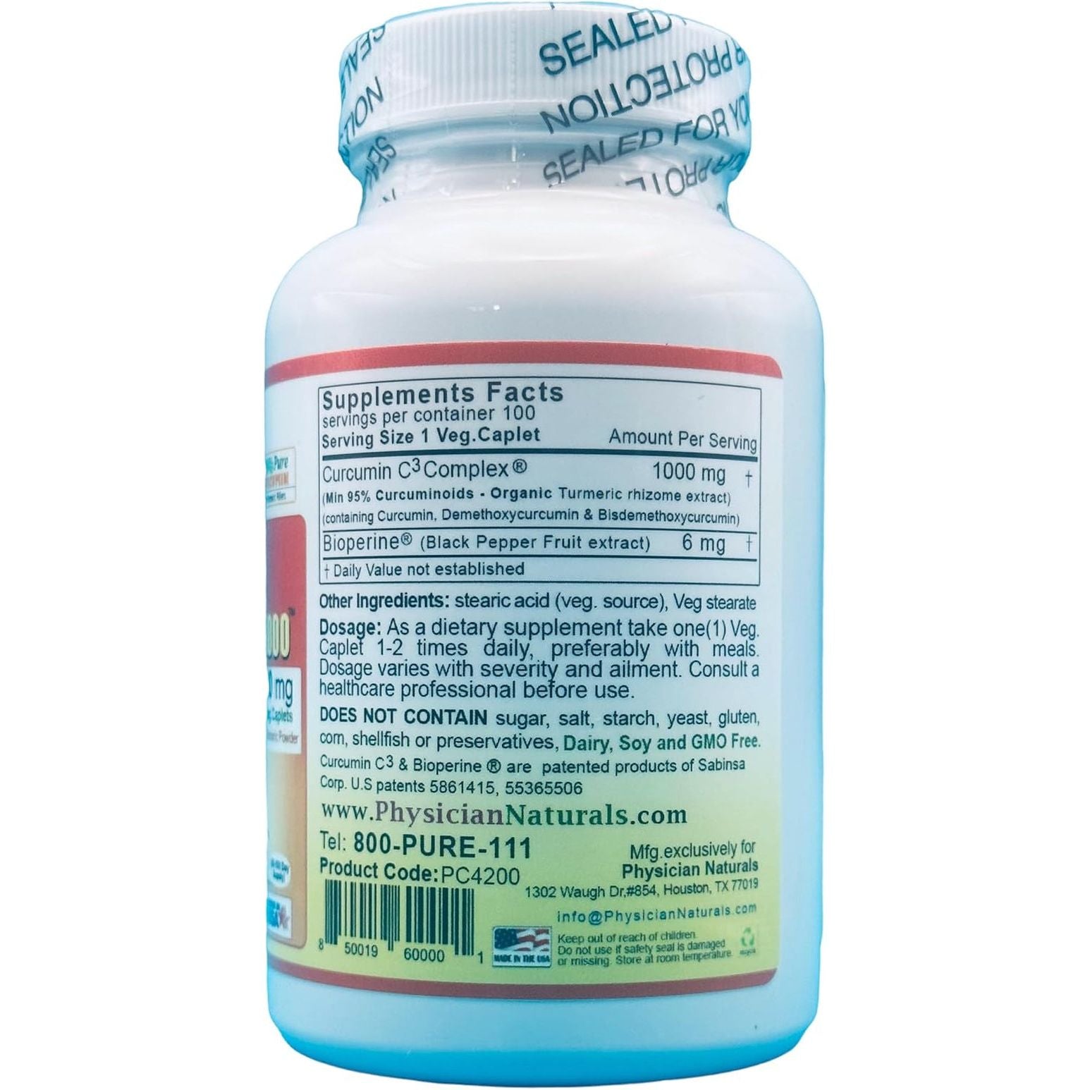 Super Curcumin C3 1000 with Bioperine 1000 Mg - Supports Inflammation Immune and Joint Health