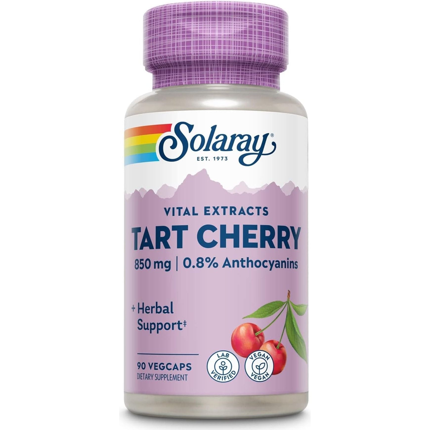 Solaray Tart Cherry Fruit Extract 425Mg | Supports Healthy Uric Acid Levels 90 Vegcaps