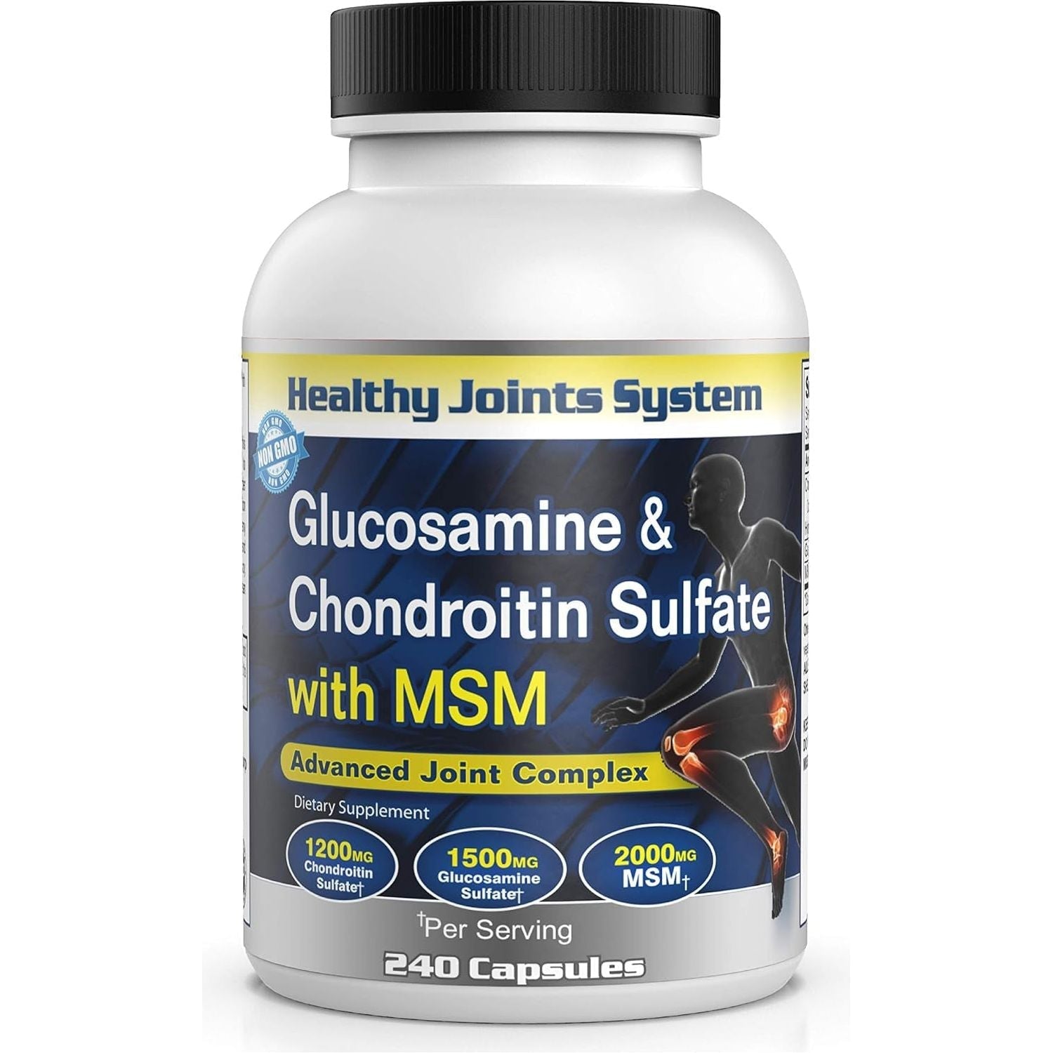 Healthy Joint System Glucosamine Chondroitin MSM Supplement for Joint & Bone Health - 240 Capsules