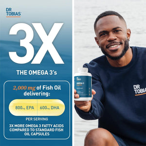 Dr. Tobias Omega 3 Fish Oil, 2000Mg Triple Strength with 800Mg EPA 600Mg DHA per Serving (90 Servings)