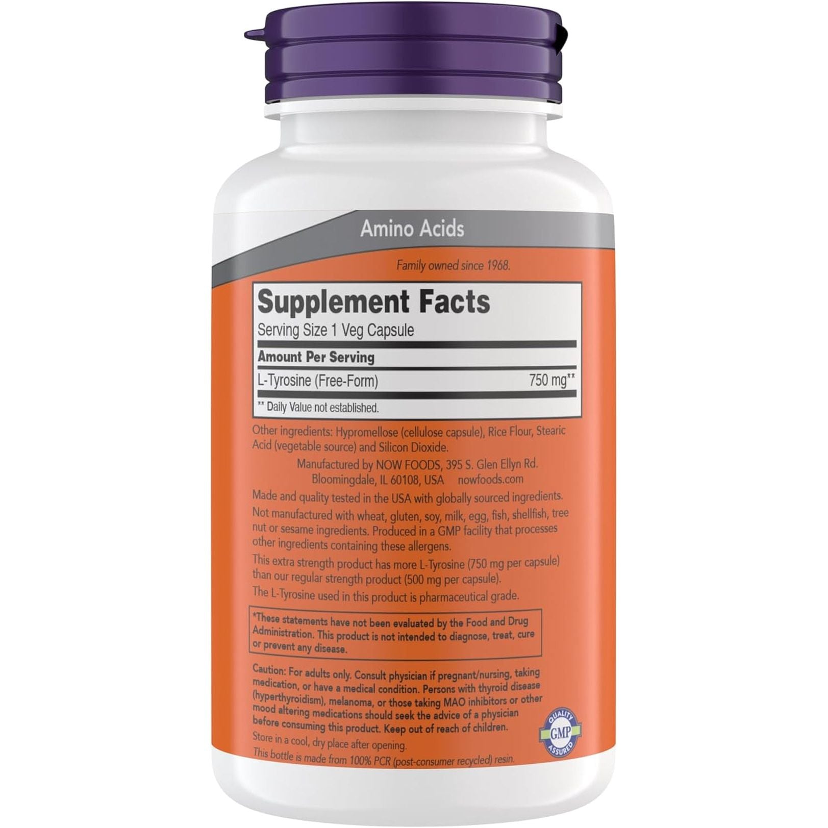 Now Supplements - L-Tyrosine Supplement, 750Mg for Neurotransmitter Support & Mental Alertness 180 Capsules