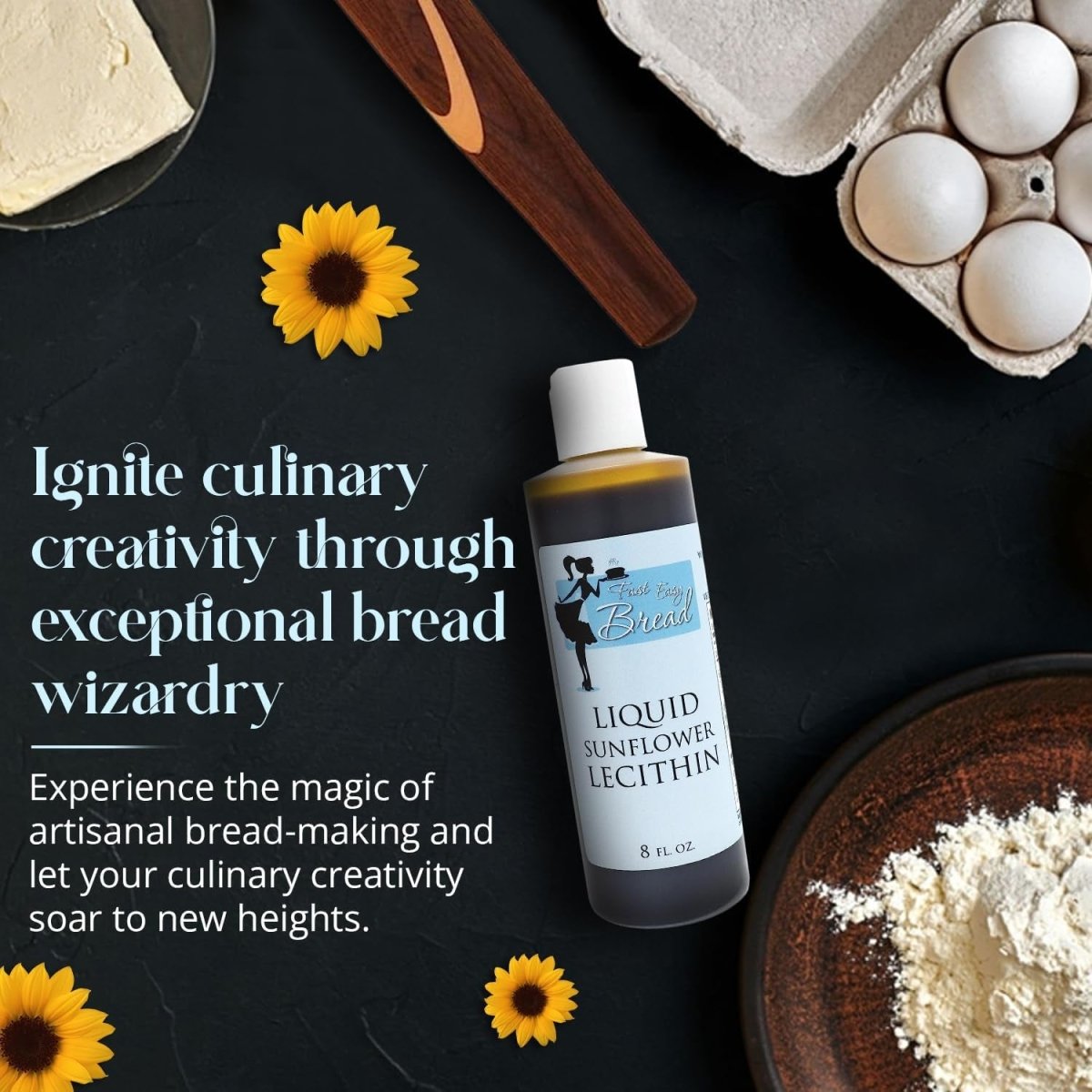 Fast Easy Bread Pure Sunflower Lecithin Liquid Food Grade for Baking and Cooking - Suppviv