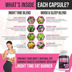Fat Burners for Women Weight Loss - Night Time Fat Burner 60 Capsules - Suppviv