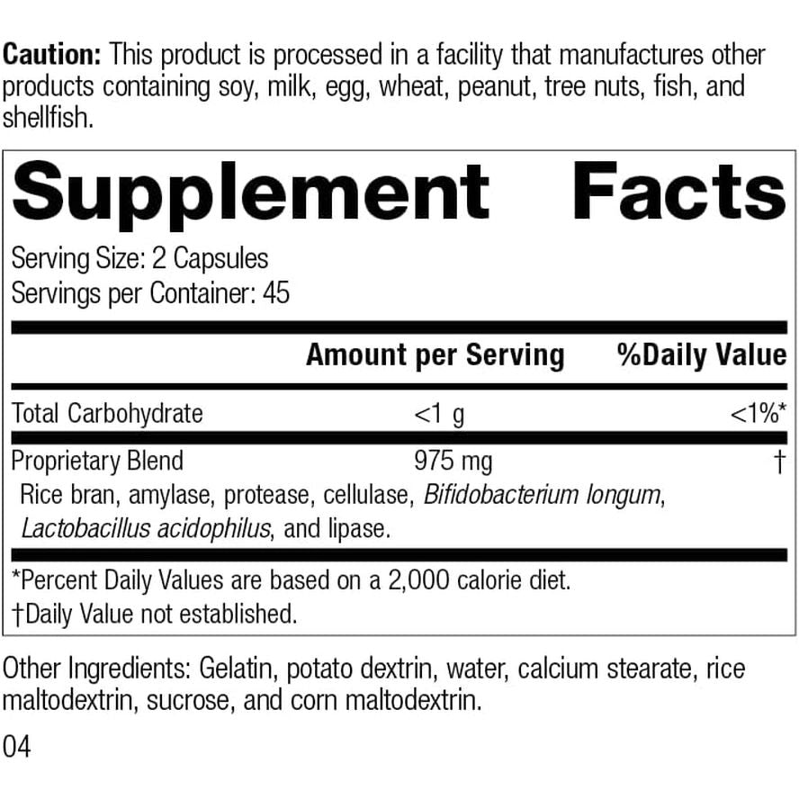 Standard Process Lact-Enz - Whole Food Immune Support, Digestion and Digestive Health 90 Capsules