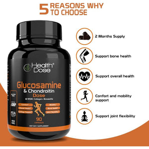 Premium Joint Support - Glucosamine Chondroitin MSM Turmeric Boswellia & Hyaluronic Acid - 90 Capsules