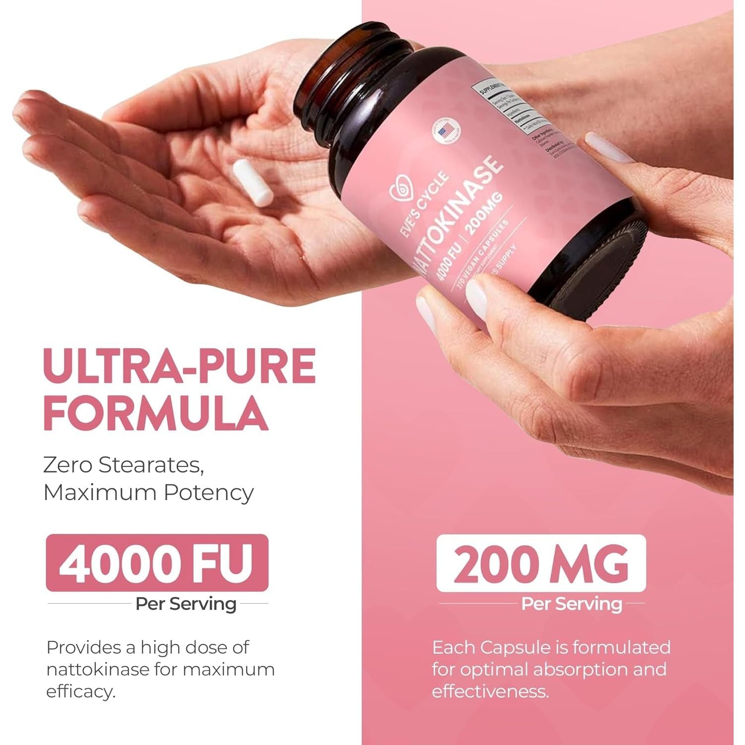 Eve'S Cycle Nattokinase 4000 FU - Premium Japanese Enzyme Supplement 270 Vegan Capsules