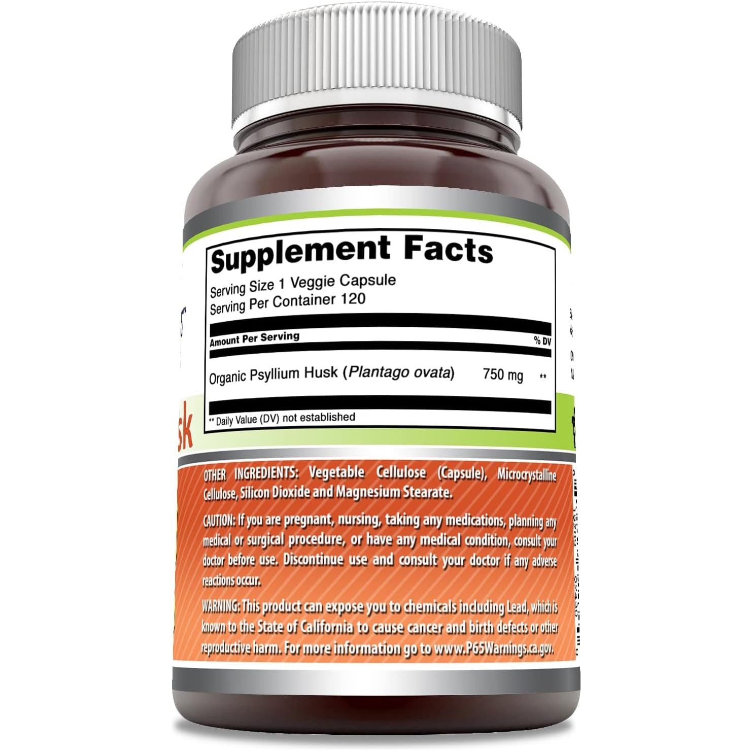 Amazing Formulas Psyllium Husk 750Mg Veggie Capsules Supplement Made in USA | (120 Count)