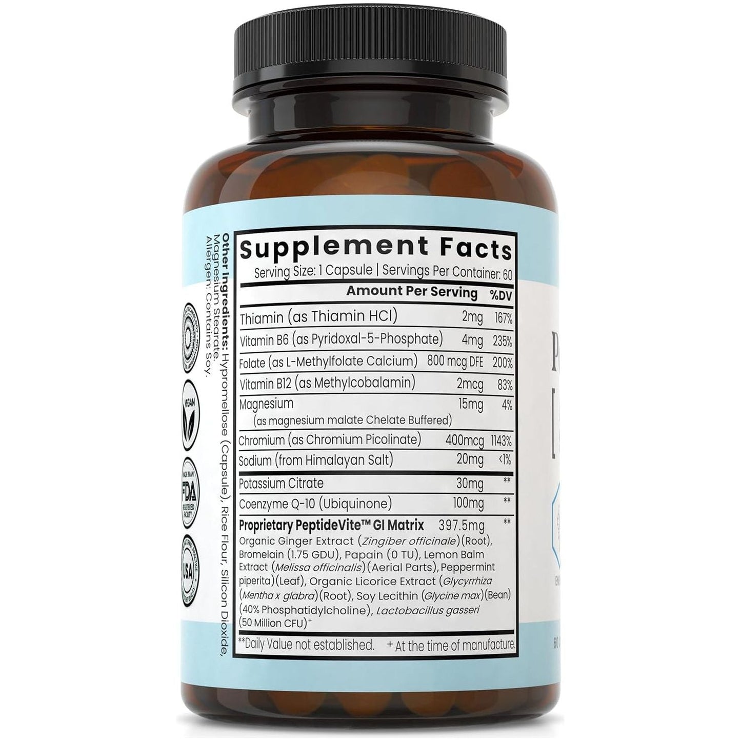 Zen Nutrients Peptidevite GLP-1 Support Vitamin for Gut Health with Probiotics (60 Capsules)