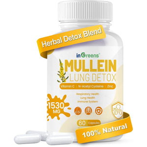 Mullein Leaf Extract 1530 MG, 15-In-1 Lung Cleanse - 60 Capsules