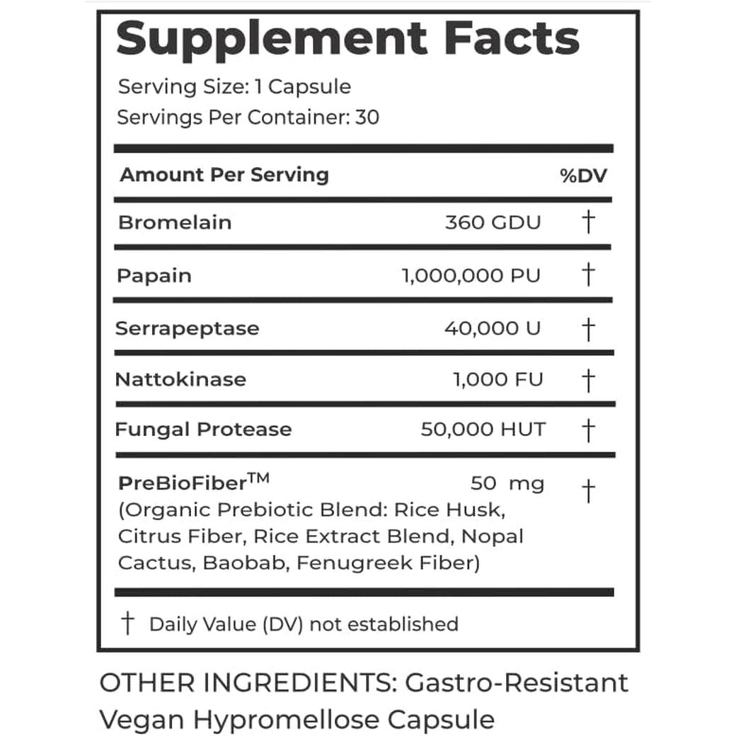 Natural Systemic Enzymes - Proteolytic Enzymes for Inflammation - 30 Capsules