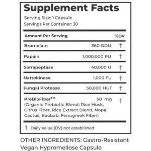 Natural Systemic Enzymes - Proteolytic Enzymes for Inflammation - 30 Capsules