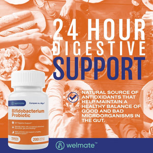 WELMATE Bifidobacterium | Probiotic Supplement | Supports Gut Health | Immune Support 200 Count
