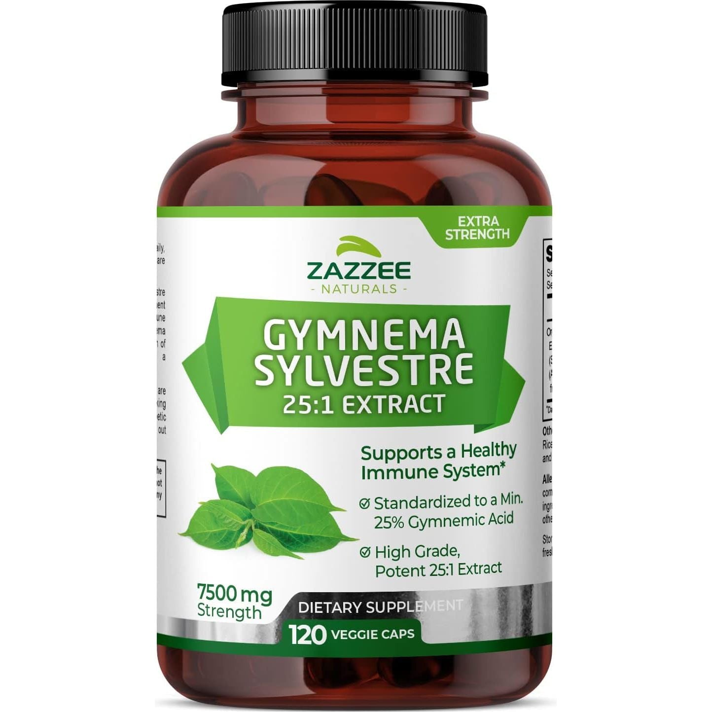 Zazzee Organic Gymnema Sylvestre 25:1 Extract, 7500 Mg Strength, 25% Gymnemic Acid, 120 Vegan Capsules