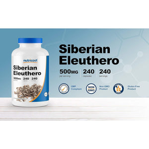 Nutricost Siberian Eleuthero 500Mg, 240 Capsules - Eleutherococcus Senticosus