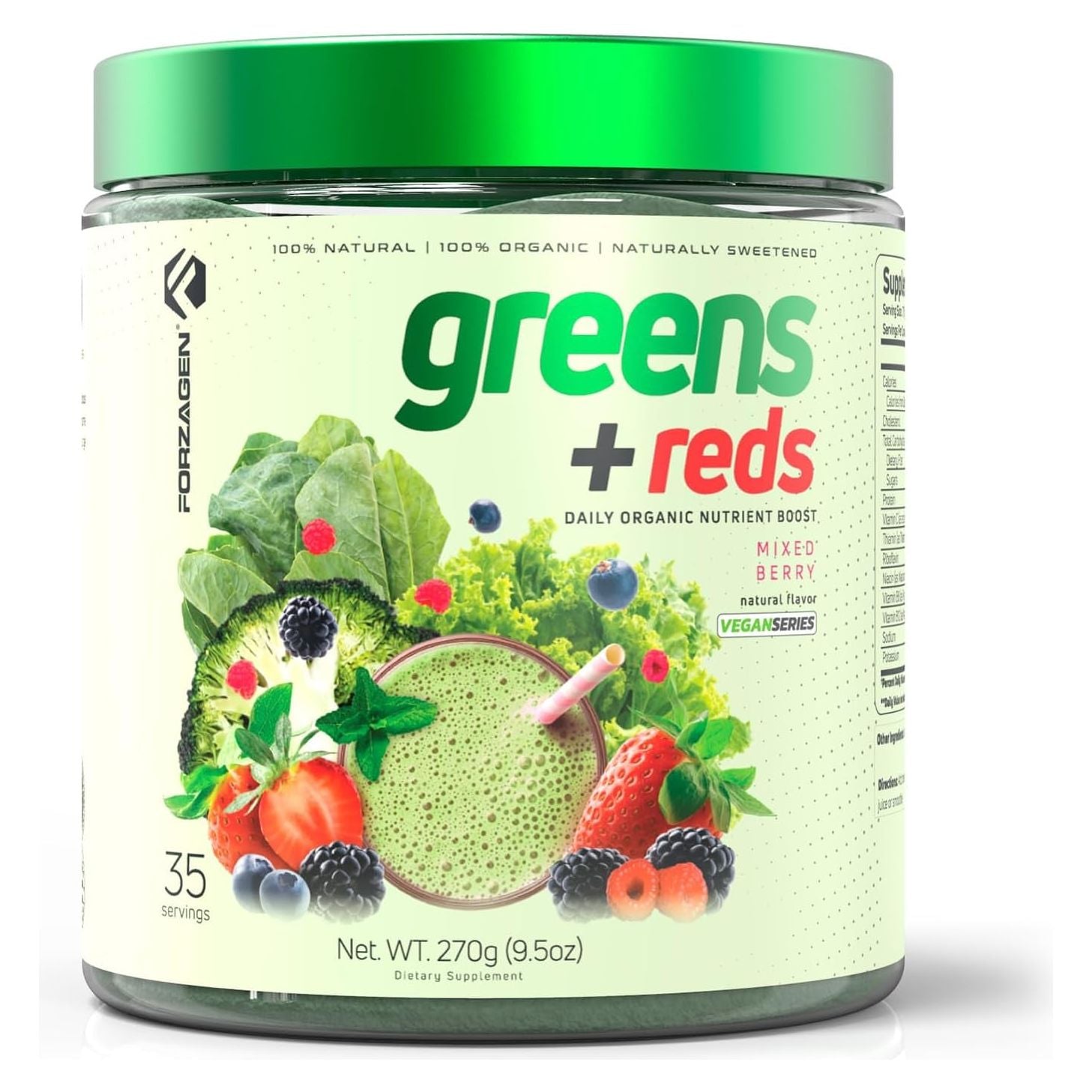 Forzagen Vegan Greens & Reds Superfood Powder - 35 Servings
