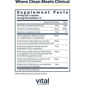 Vital Nutrients Cortisol Balance | Vegan Stress Relief Supplement 30 Capsules