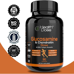 Premium Joint Support - Glucosamine Chondroitin MSM Turmeric Boswellia & Hyaluronic Acid - 90 Capsules