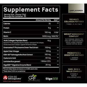 ELMNT Super Collagen Powder for Women Weight Loss + Beauty W. Probiotics, Hyaluronic Acid, ACV, KSM-66, Biotin (Unflavored)