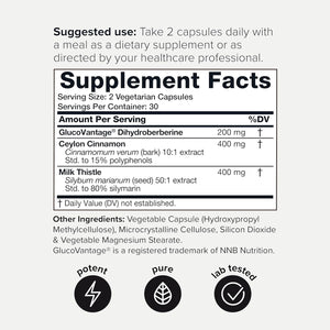 Dihydroberberine Supplement - Ultra High Potency 1,000Mg Formula with Glucovantage, 10:1 Ceylon Cinnamon & 50:1 Milk Thistle - Third-Party Lab Tested