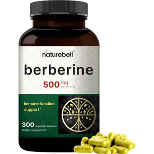 Naturebell Berberine Supplement 500Mg | 300 Veggie Capsules, 97% Pure Berberine HCL – 5:1 Root Extract