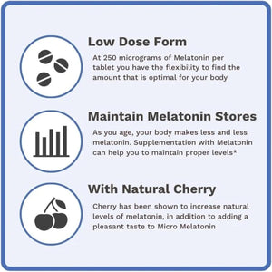 Micro Melatonin 250Mcg | with Natural Cherry | Safe for Kids | 120 Tablets