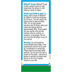 Milkaid Lactase Enzyme Drops for Lactose Intolerance | Prevents Gas, Bloating & Diarrhea 0.5 Fl Oz