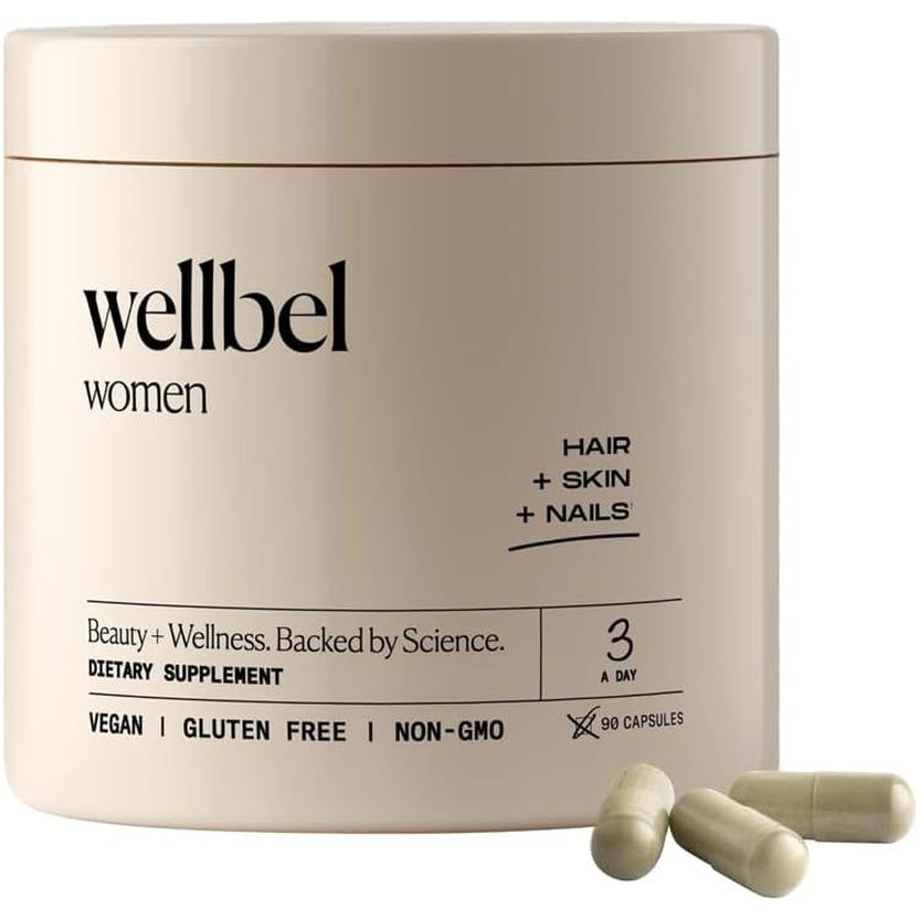 WELLBEL Women Clean Supplement for Hair, Skin, and Nails, Vegan, Gluten Free and Non GMO 90 Count