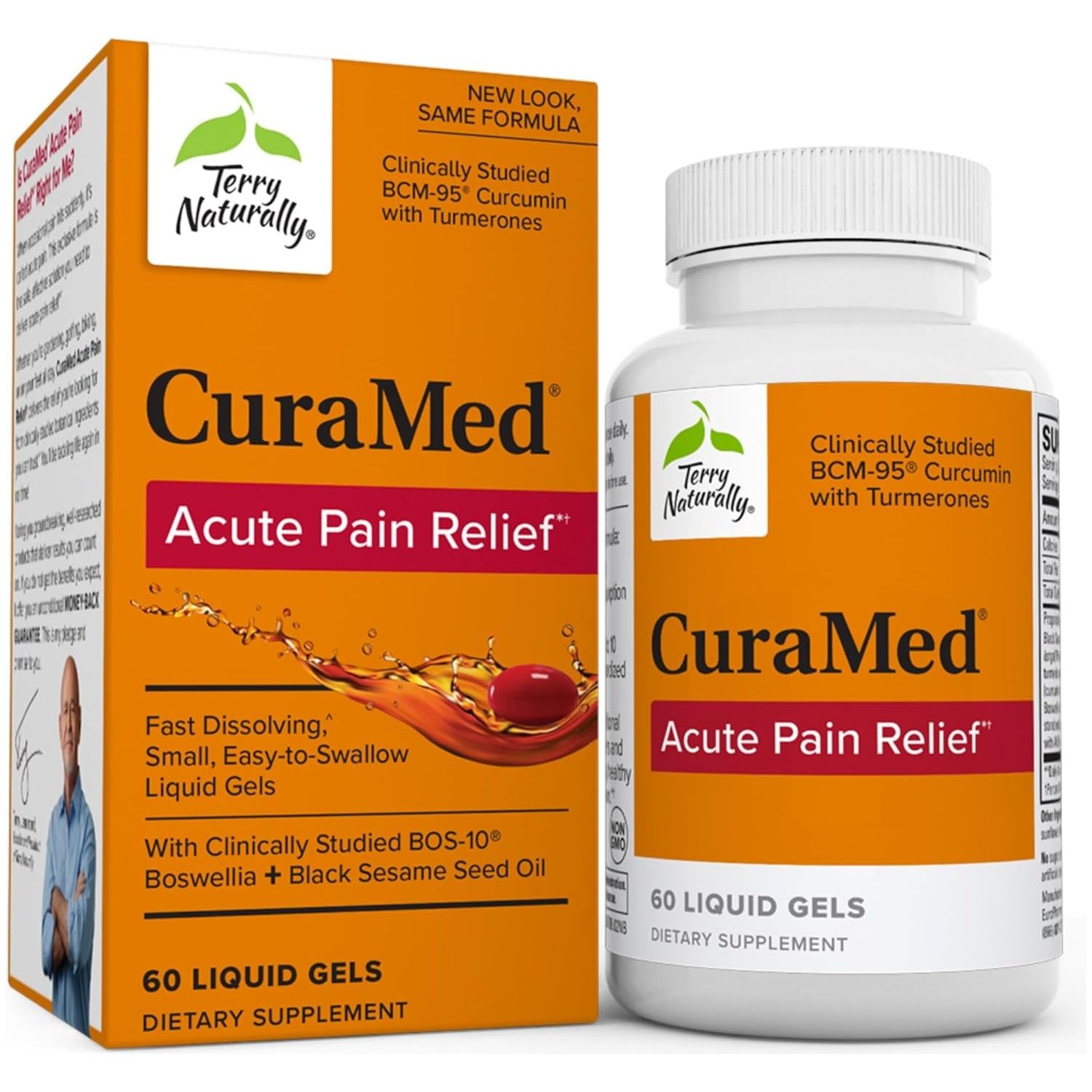 Terry Naturally Curamed Acute Pain Relief - with BCM-95 Curcumin & Boswellia 60 Liquid Gels