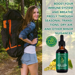 Mullein Drops for Lungs 2 Fl Oz - Natural Herbal Supplement for Lung Cleanse, Respiratory Support, Boosts Immunity, Digestive Wellness