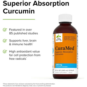 Terry Naturally Curamed Syrup - 8 Fl Oz - 250 Mg Superior Absorption Curcumin Complex - 48 Servings